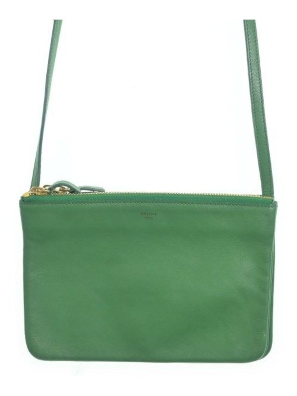 Celine Trio Small Leather Shoulder Bag Green